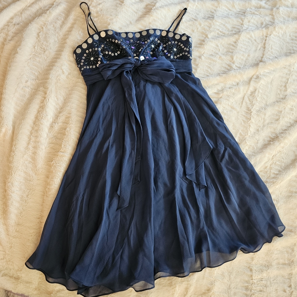 Bcbgmaxazria blue silk size 0 dress